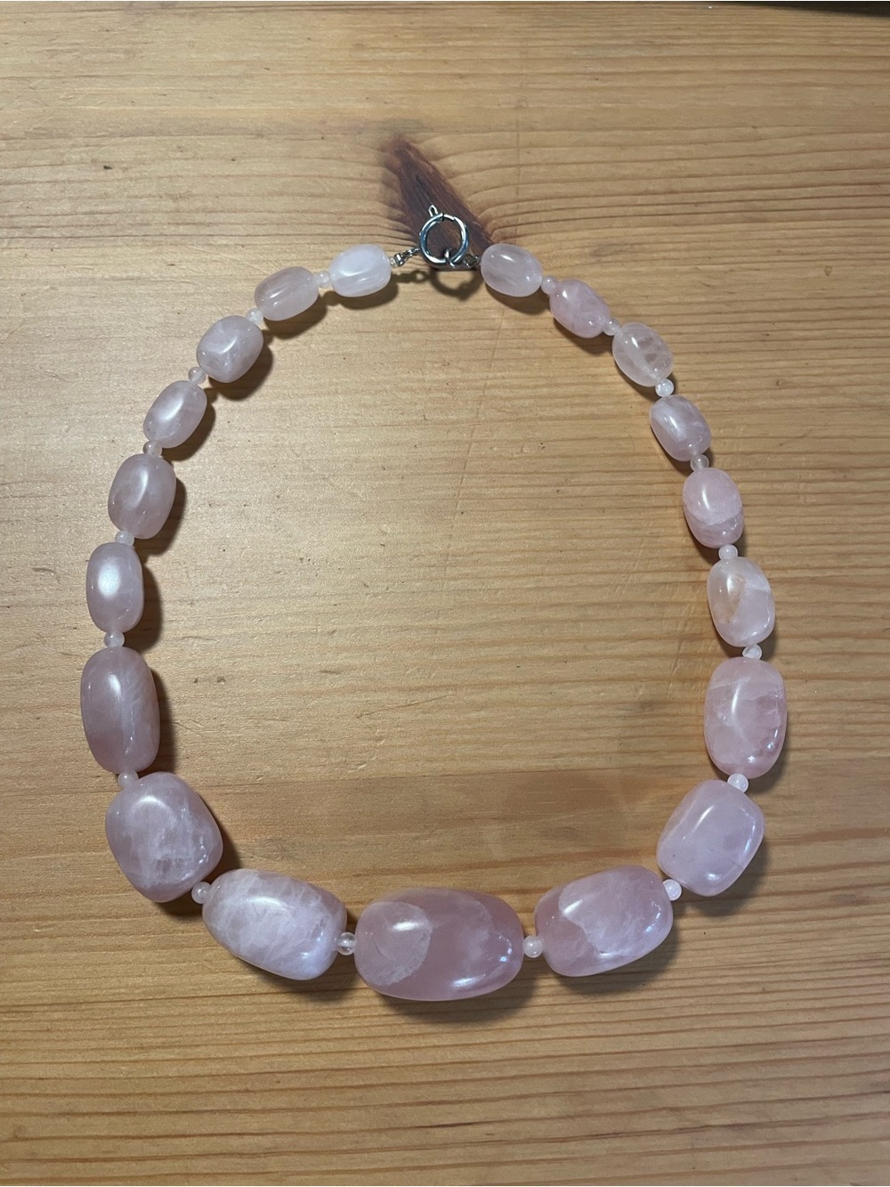 Rose Quartz Beaded Necklace - Pink Gemstone Necklace